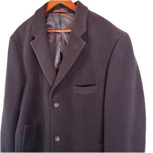 Lauren Ralph Lauren Men’s 46R Wool Cashmere Blend Overcoat Black Dress Coat EUC